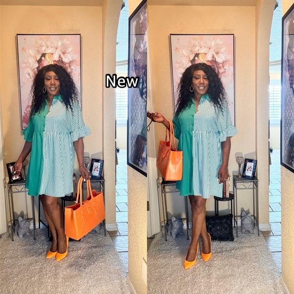 SHEIN Green and White Mini Dress - Picture 8 of 11